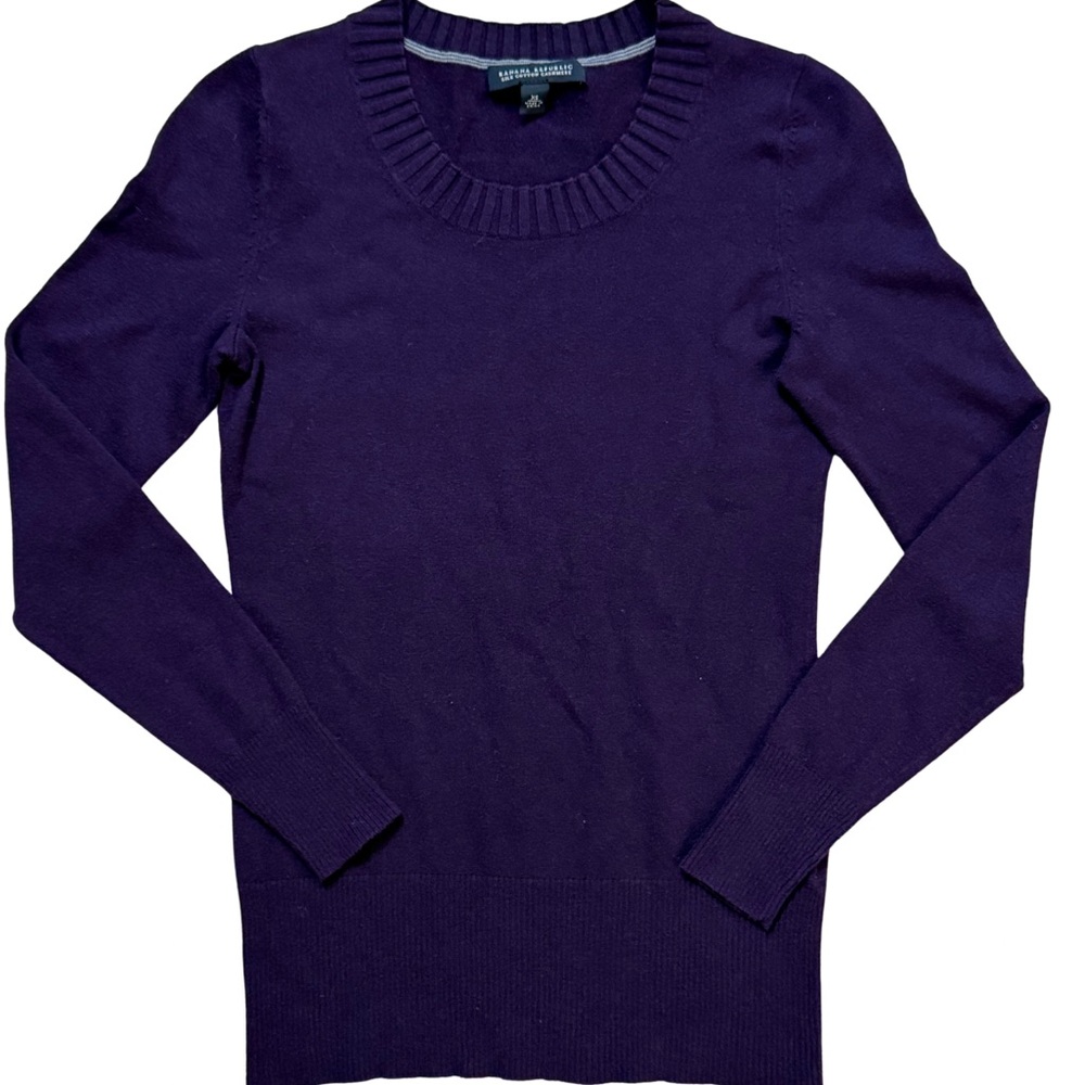 Banana Republic Women's Deep Purple Crewneck Silk Cotton Cashmere Sweater XS